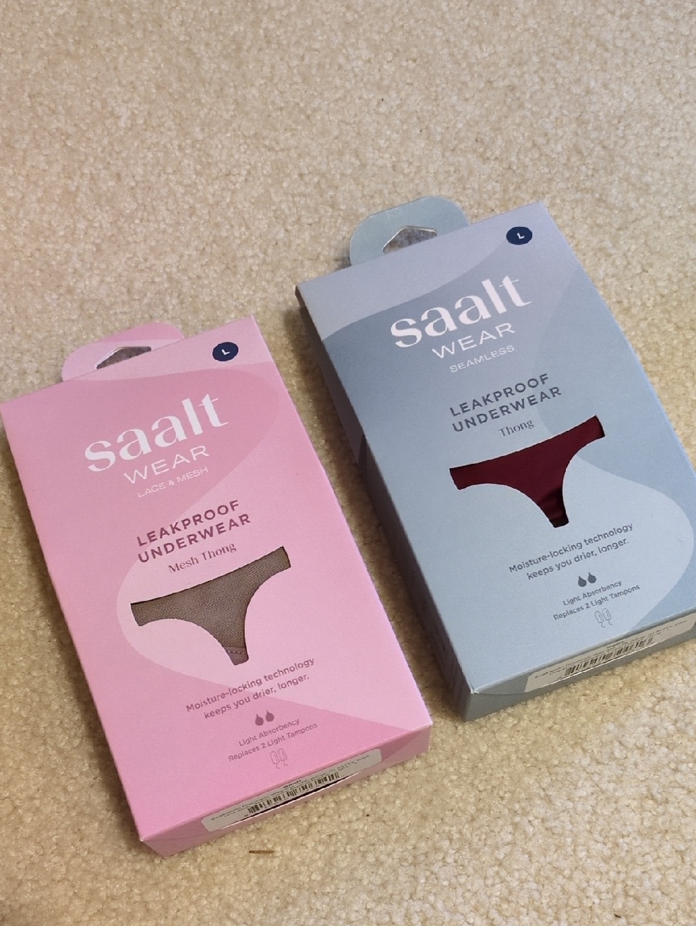 New - TWO Saalt Leakproof Thongs - Size L